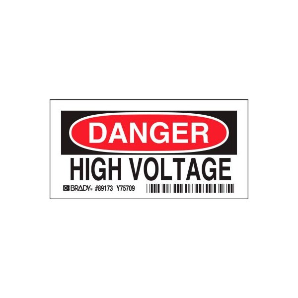 Brady Danger High Volatge Label, Self-Adhesive, Polyester, 5inW x 3.5inH 84875 - main